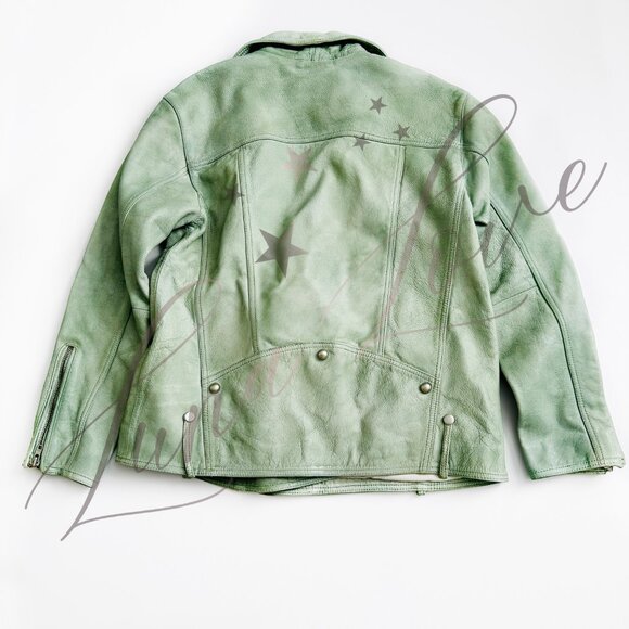 FREE PEOPLE We The Free Wesley Jealousy Leather Jacket In Green (size M) NWT - Picture 10 of 15